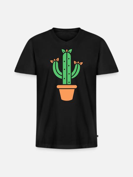 Cactus - T-shirt encolure en V Premium bio Homme - noir