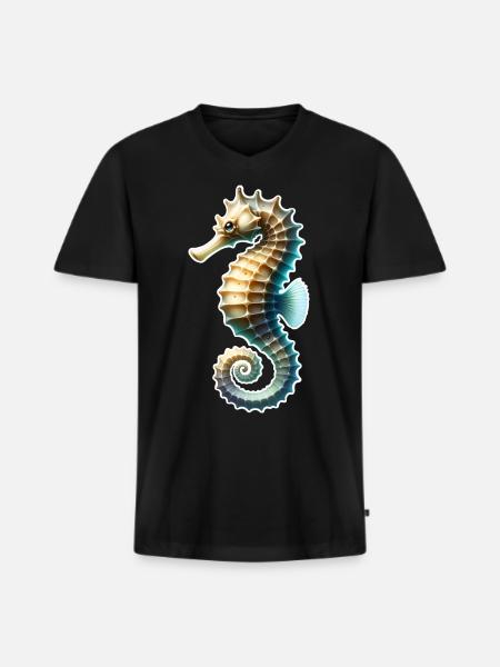 Hippocampe - T-shirt encolure en V Premium bio Homme - noir