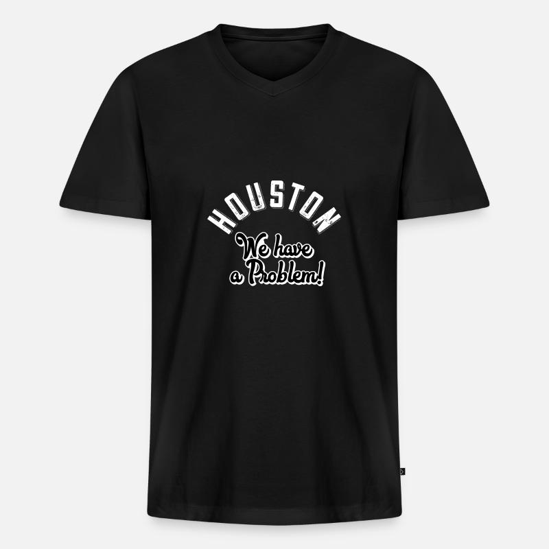 Houston we have a problem - Männer Premium Bio T-Shirt mit V-Ausschnitt - Schwarz