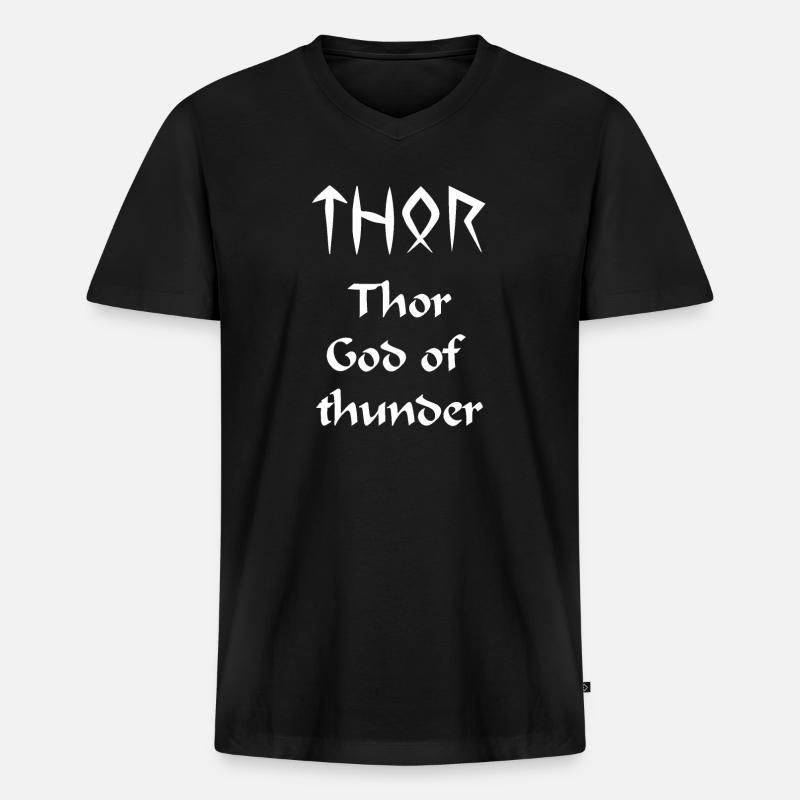 Thor - Männer Premium Bio T-Shirt mit V-Ausschnitt - Schwarz