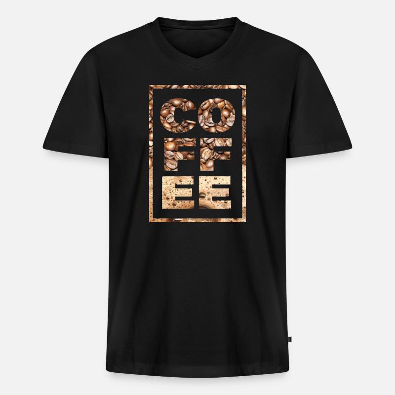 Kaffee Spruch Kaffeetrinker Kaffeebohnen Koffein - Männer Premium Bio T-Shirt mit V-Ausschnitt - Schwarz