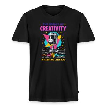 The power of creativity - Men's Premium Organic T-shirt with V-neck - black - Front - Nico (187cm)
