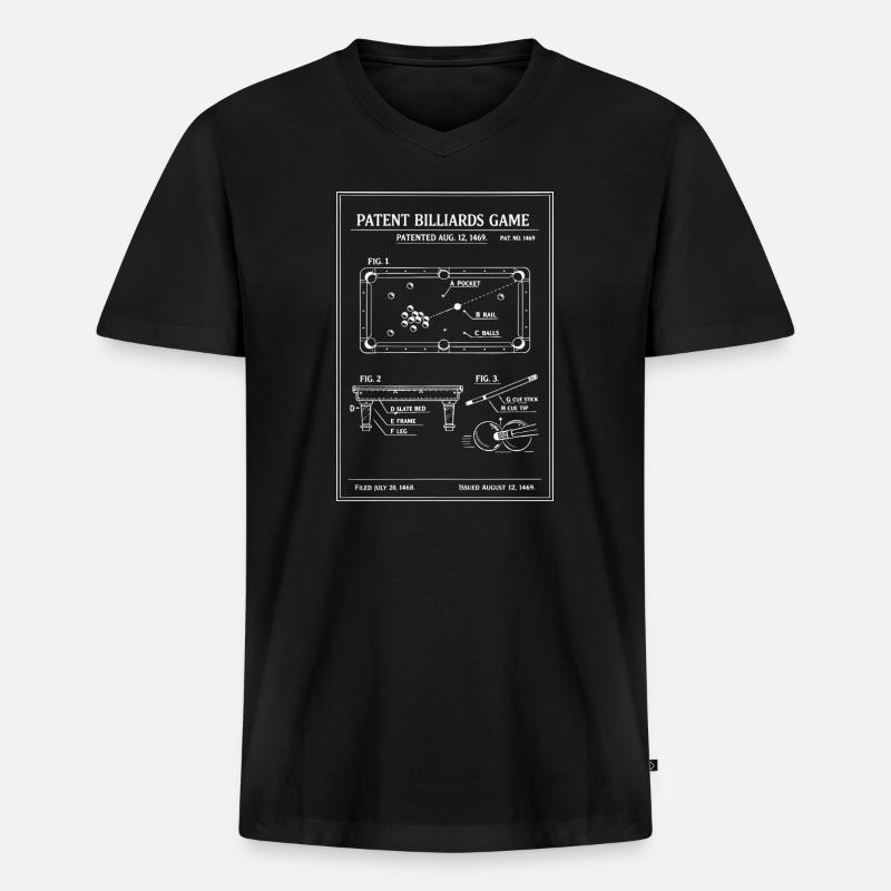 Patent-Billard-Bauplan - Männer Premium Bio T-Shirt mit V-Ausschnitt - Schwarz