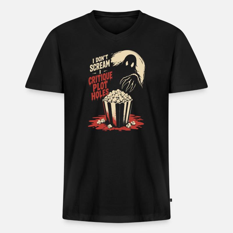 Critique Plot Holes Horror - Männer Premium Bio T-Shirt mit V-Ausschnitt - Schwarz
