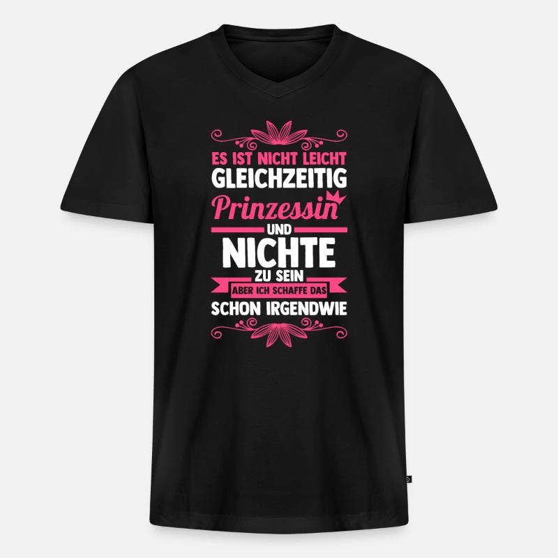 Superhelden Nichte - Männer Premium Bio T-Shirt mit V-Ausschnitt - Schwarz