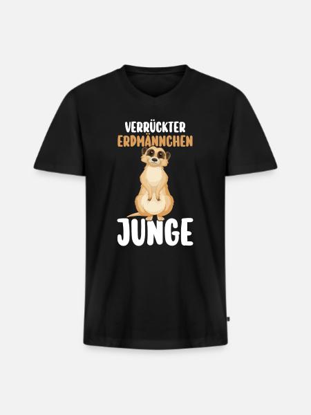 Erdmännchen - Männer Premium Bio T-Shirt mit V-Ausschnitt - Schwarz