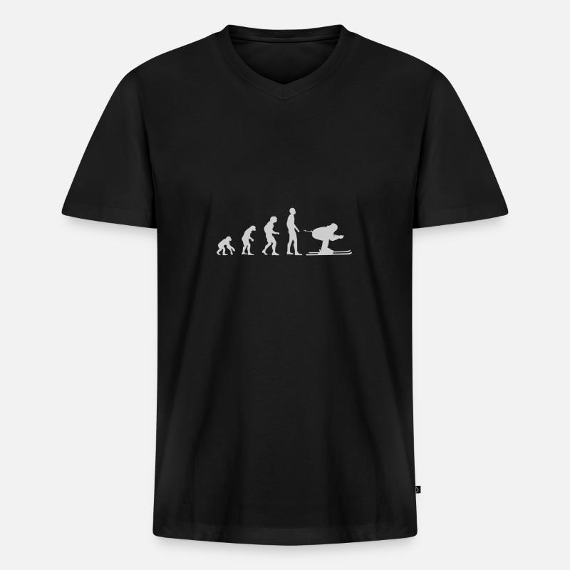 Evolution Skifahrer - Geschenkidee - Männer Premium Bio T-Shirt mit V-Ausschnitt - Schwarz