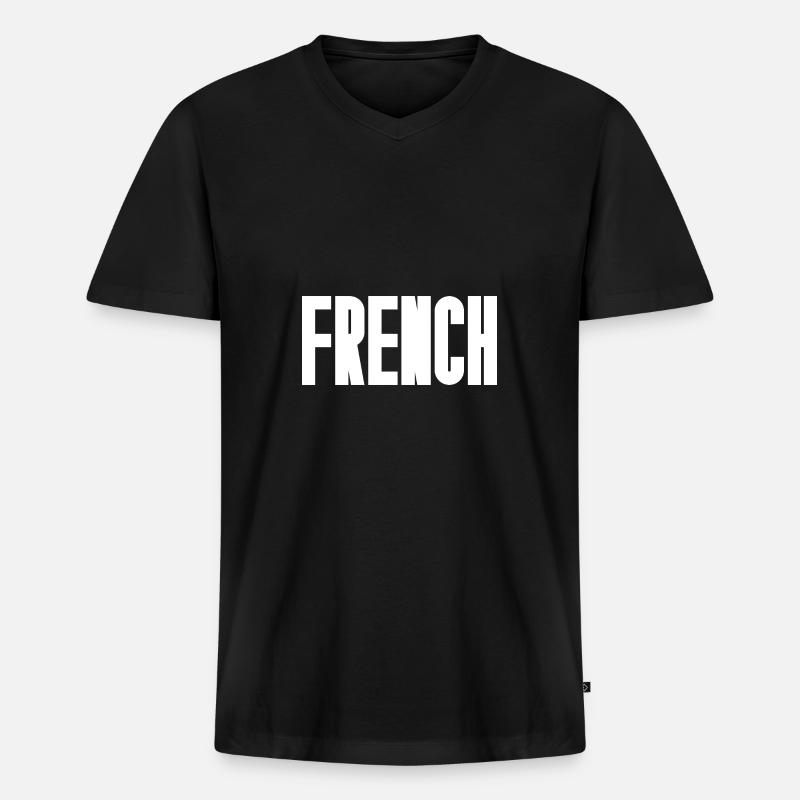 French - Männer Premium Bio T-Shirt mit V-Ausschnitt - Schwarz