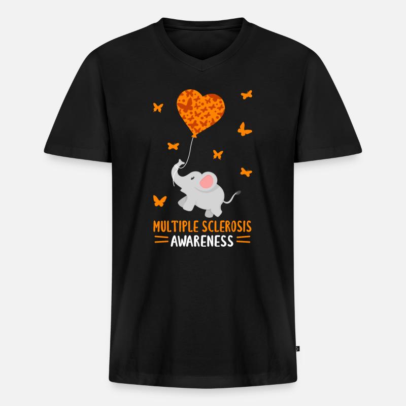 Multiple Sclerosis Awareness - Männer Premium Bio T-Shirt mit V-Ausschnitt - Schwarz