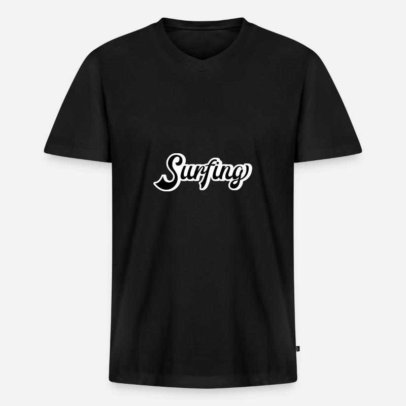 Surfing - Männer Premium Bio T-Shirt mit V-Ausschnitt - Schwarz