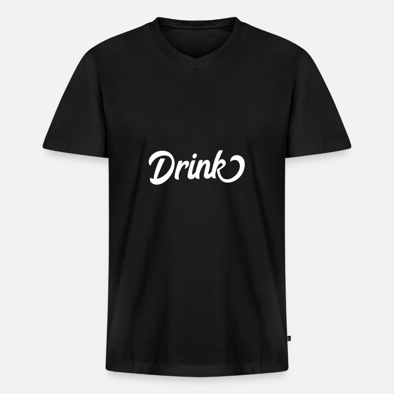 Drink - Männer Premium Bio T-Shirt mit V-Ausschnitt - Schwarz