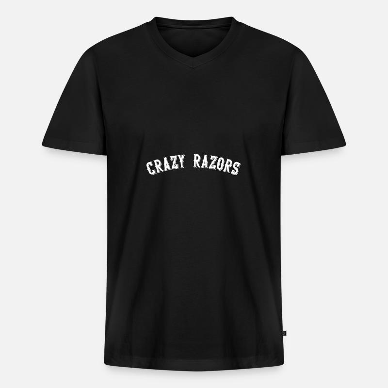 Crazy Razors - Männer Premium Bio T-Shirt mit V-Ausschnitt - Schwarz