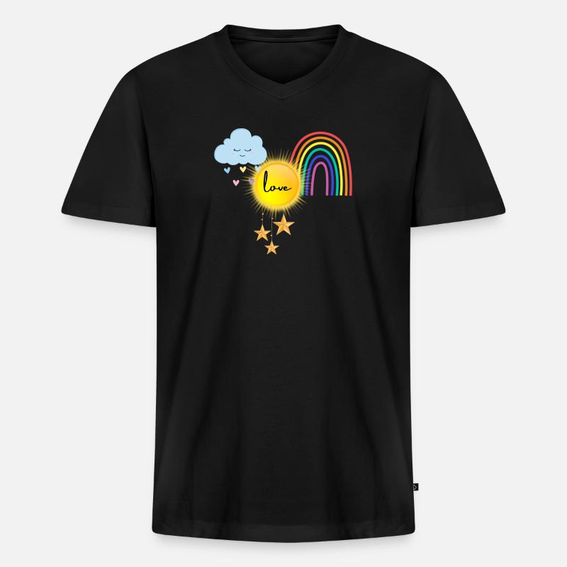 love - Linas first design - Männer Premium Bio T-Shirt mit V-Ausschnitt - Schwarz