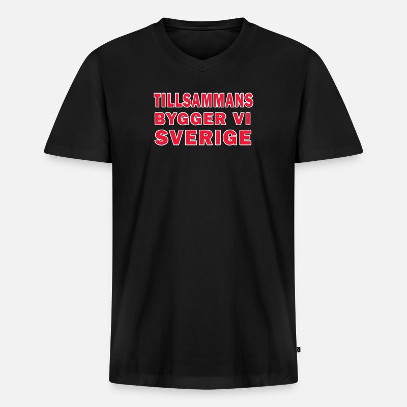 Gemeinsam baut Schweden - Männer Premium Bio T-Shirt mit V-Ausschnitt - Schwarz