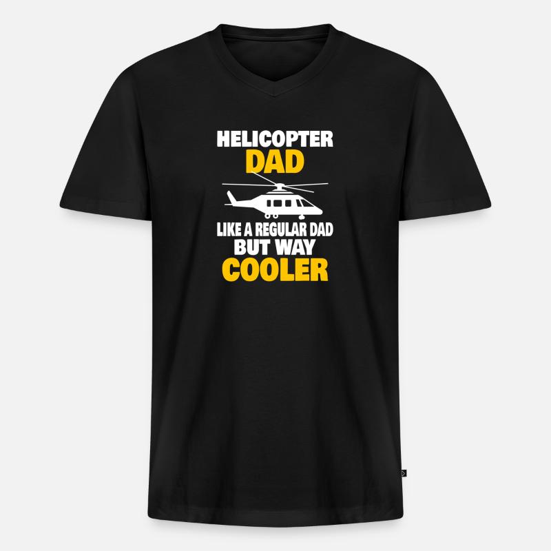 Helicopter Pilot Aviation Helicopter Dad - Männer Premium Bio T-Shirt mit V-Ausschnitt - Schwarz