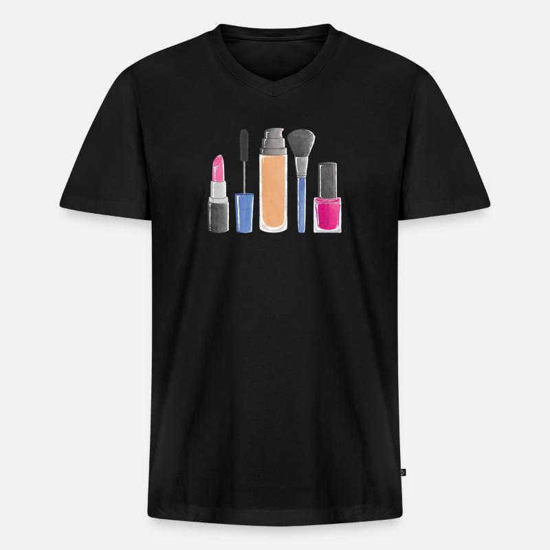 Beauty Make-Up - Männer Premium Bio T-Shirt mit V-Ausschnitt - Schwarz