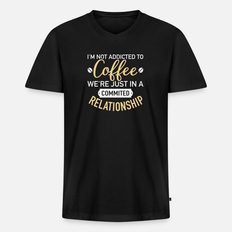 Kaffee - Männer Premium Bio T-Shirt mit V-Ausschnitt - Schwarz