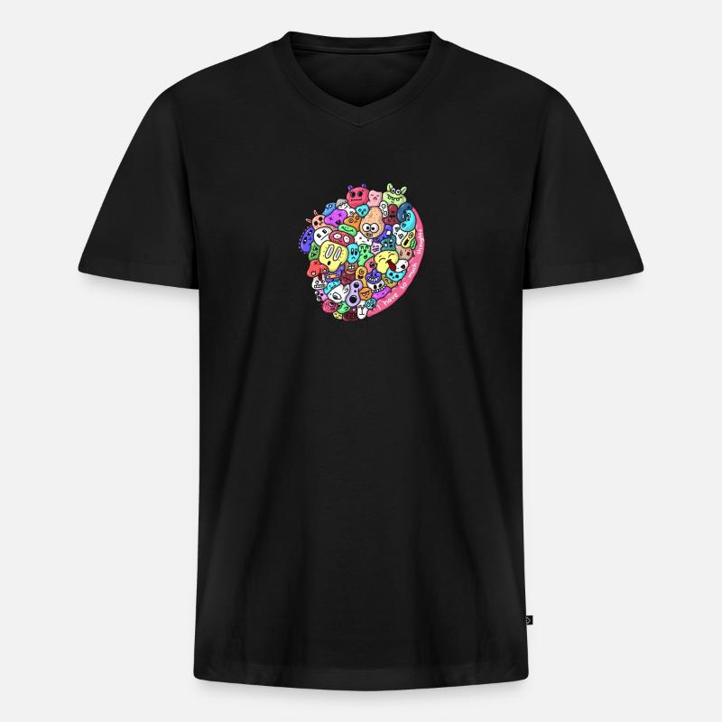 Doodle - Männer Premium Bio T-Shirt mit V-Ausschnitt - Schwarz