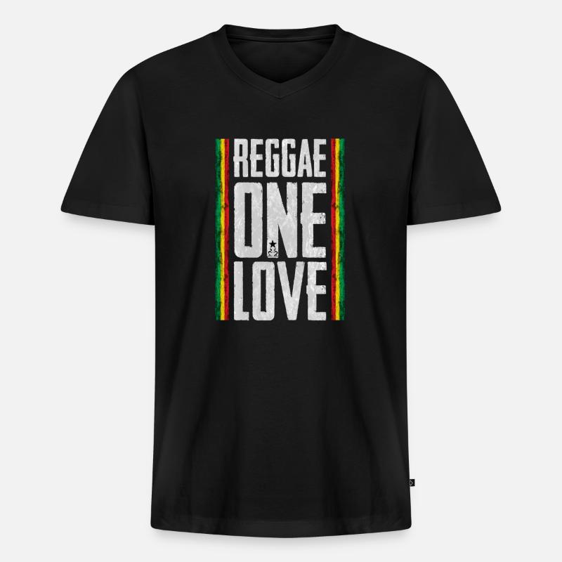 reggae one love - Männer Premium Bio T-Shirt mit V-Ausschnitt - Schwarz