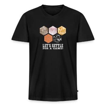 Let's settle for a game - Siedler Brettspiel - Männer Premium Bio T-Shirt mit V-Ausschnitt - Schwarz - Vorne - Nico (187cm)