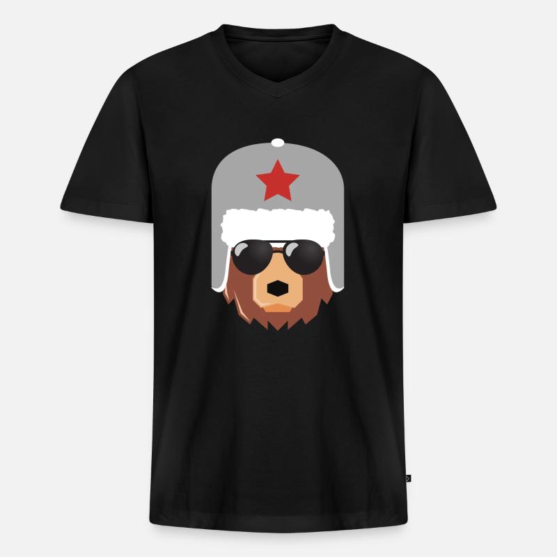 Orso russo, Russia, Putin, - Maglietta ecologica premium da uomo con scollo a V - nero