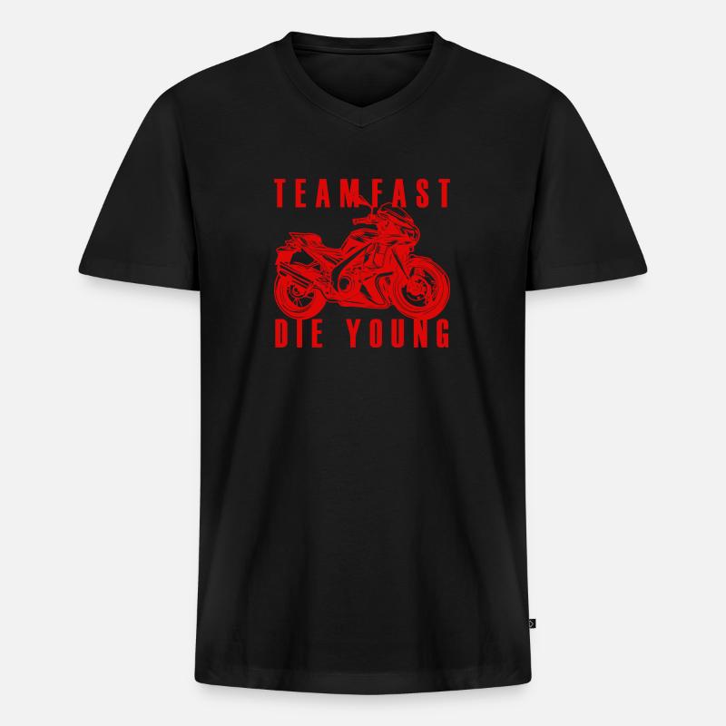 Team fast die young - Männer Premium Bio T-Shirt mit V-Ausschnitt - Schwarz