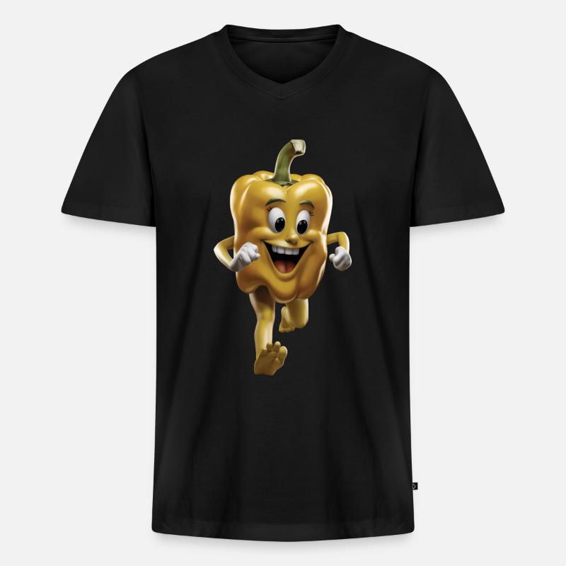 Paprika Geschenk - Männer Premium Bio T-Shirt mit V-Ausschnitt - Schwarz