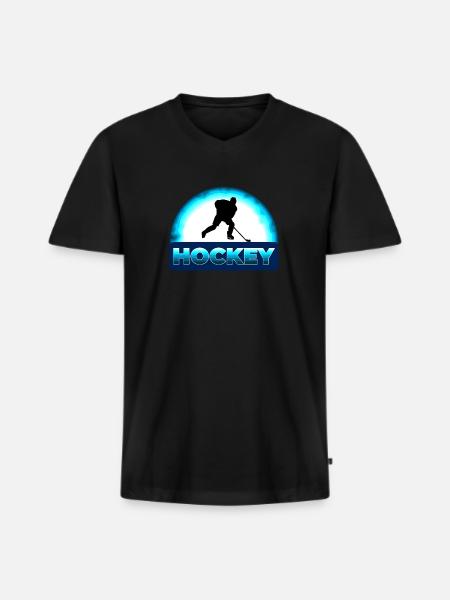 Eishockey - Männer Premium Bio T-Shirt mit V-Ausschnitt - Schwarz