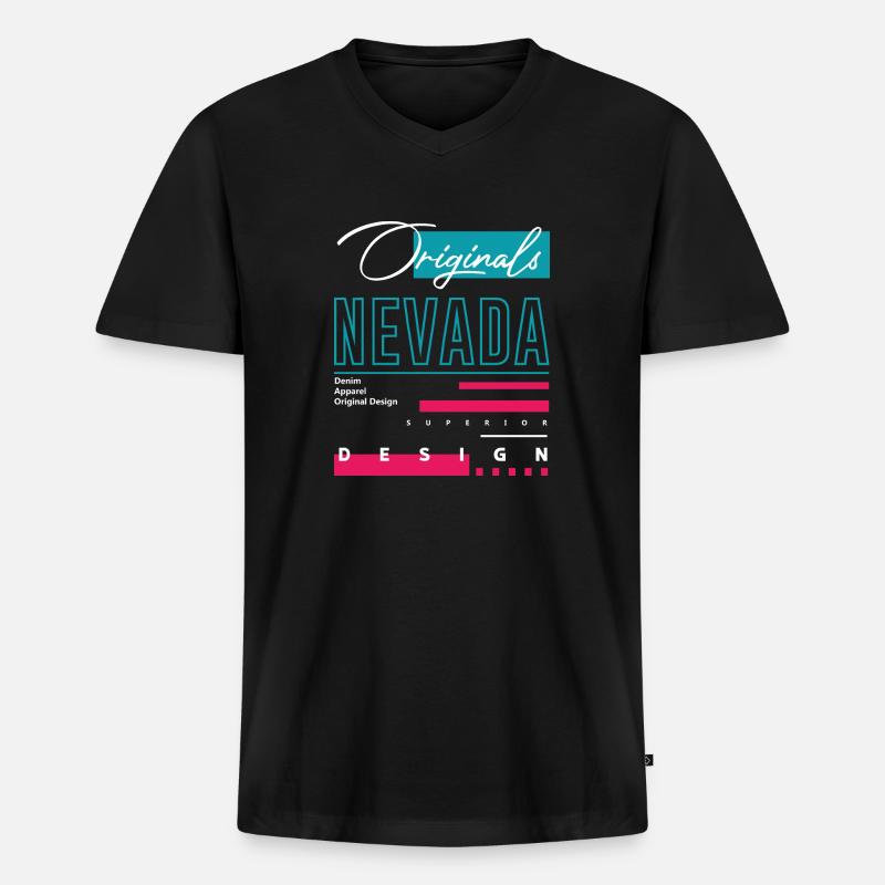 Nevada - Männer Premium Bio T-Shirt mit V-Ausschnitt - Schwarz
