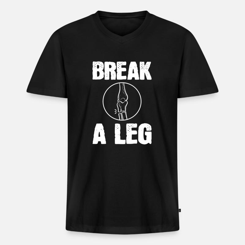 Gebrochenes Bein - Männer Premium Bio T-Shirt mit V-Ausschnitt - Schwarz