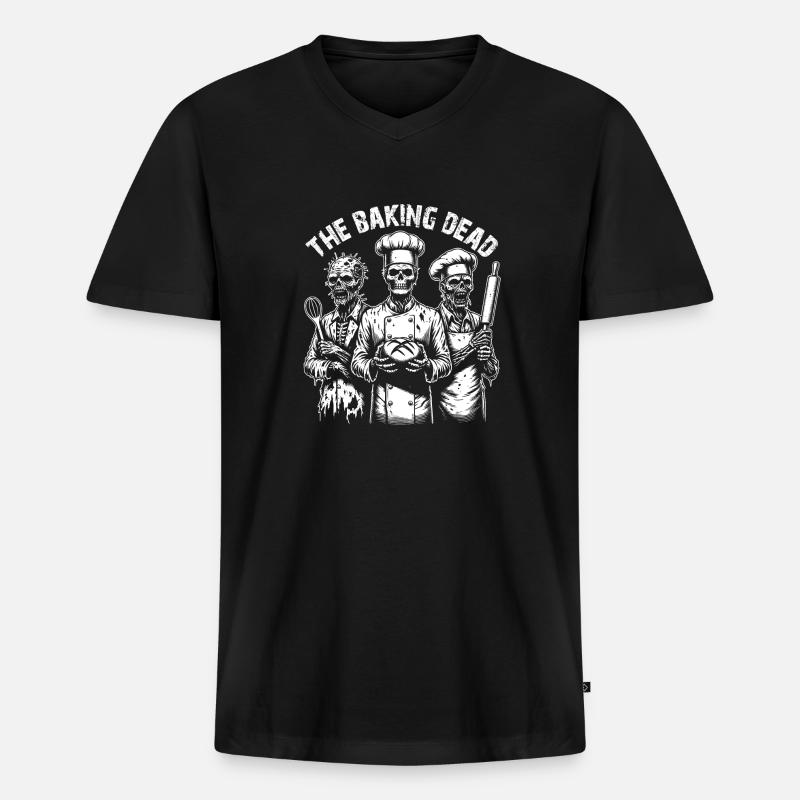 Baking Dead - backende Zombies - Männer Premium Bio T-Shirt mit V-Ausschnitt - Schwarz