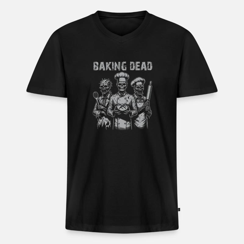 Baking Dead - backende Zombies - Männer Premium Bio T-Shirt mit V-Ausschnitt - Schwarz