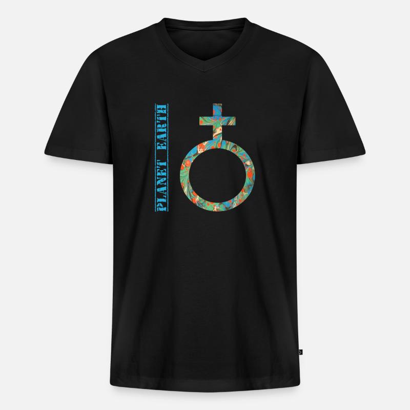 planet erde e 4 - Männer Premium Bio T-Shirt mit V-Ausschnitt - Schwarz