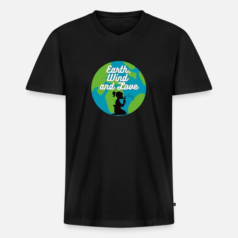 Erde, Wind & Liebe - Männer Premium Bio T-Shirt mit V-Ausschnitt - Schwarz
