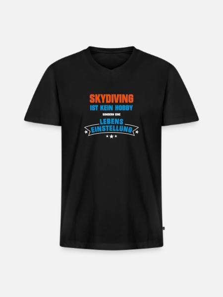 Skydiving Sportart - Männer Premium Bio T-Shirt mit V-Ausschnitt - Schwarz