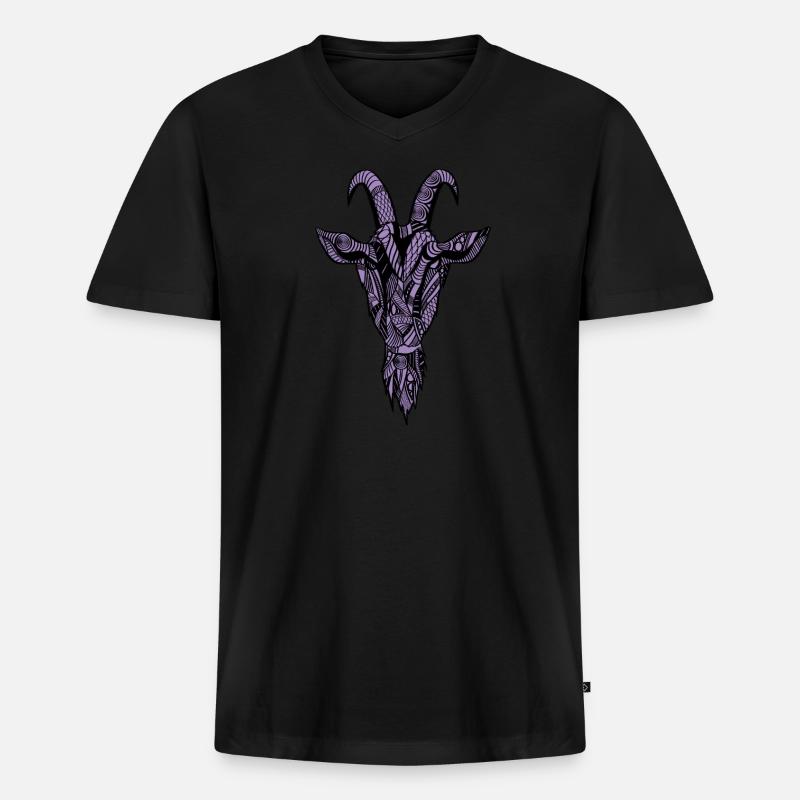 Ziege - Männer Premium Bio T-Shirt mit V-Ausschnitt - Schwarz