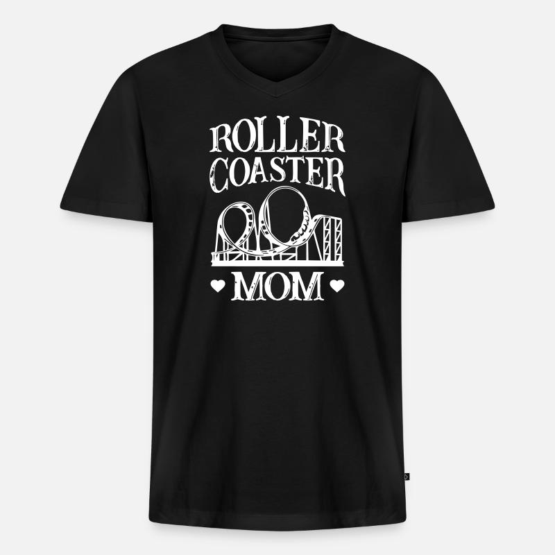 Roller Coaster Mom - Männer Premium Bio T-Shirt mit V-Ausschnitt - Schwarz