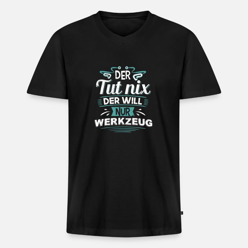 Werkzeug Handwerker Baumarkt Heimwerker - Männer Premium Bio T-Shirt mit V-Ausschnitt - Schwarz
