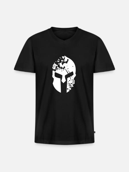 SpartanHelmet 4 White - Männer Premium Bio T-Shirt mit V-Ausschnitt - Schwarz