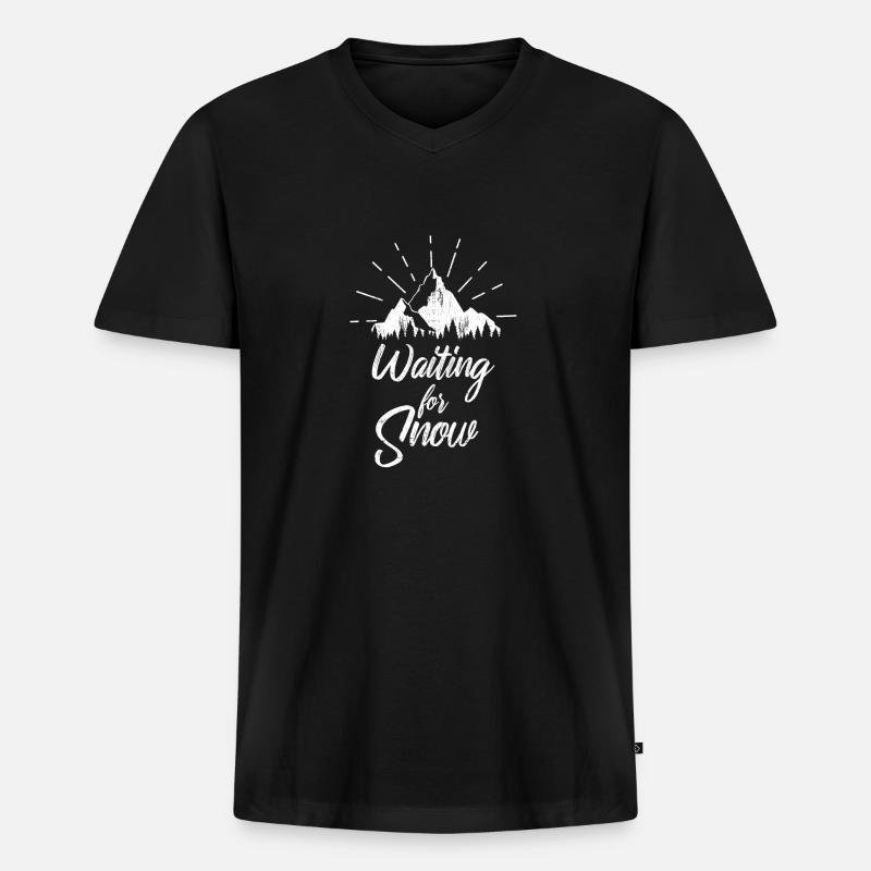 Snowboarding Schnee - Männer Premium Bio T-Shirt mit V-Ausschnitt - Schwarz