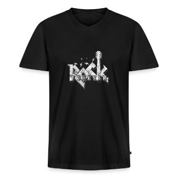 Musique de guitare rock - T-shirt encolure en V Premium bio Homme - noir - Devant - Nico (187cm)