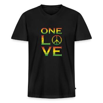 Amour reggae - T-shirt encolure en V Premium bio Homme - noir - Devant - Nico (187cm)