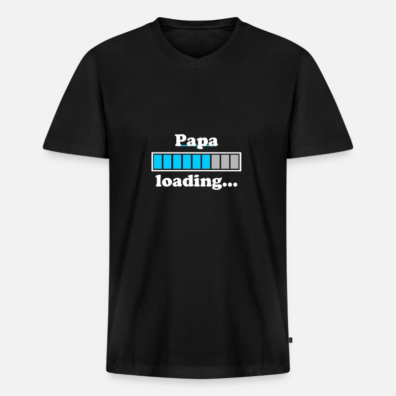 Papa loading... - Männer Premium Bio T-Shirt mit V-Ausschnitt - Schwarz