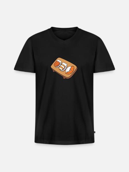 Sushi Sleeping Sushi Japan Funny Gift - Ekologiczna męska koszulka z dekoltem w serek Premium - czarny