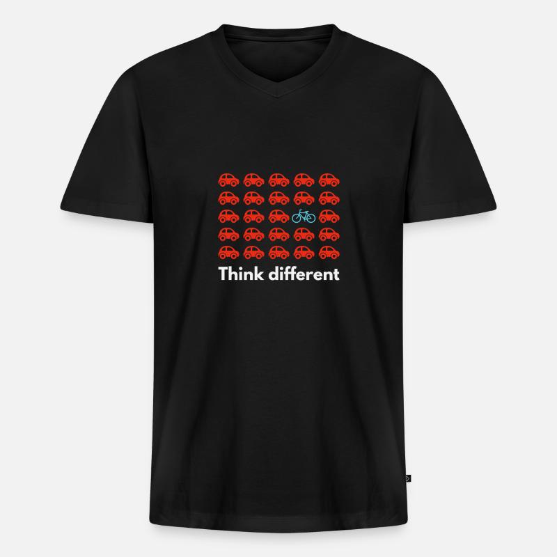 Think Different, Ride a Bike - Männer Premium Bio T-Shirt mit V-Ausschnitt - Schwarz