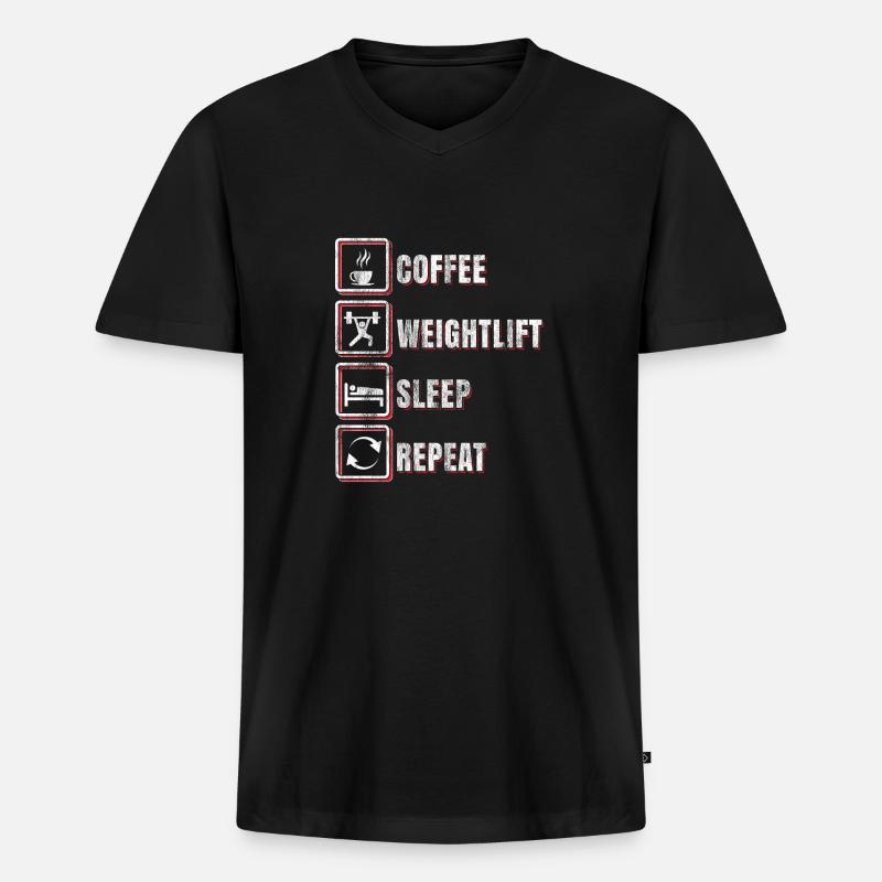 Gewichtheben Sport Routine - Männer Premium Bio T-Shirt mit V-Ausschnitt - Schwarz
