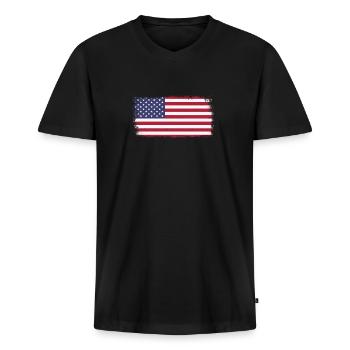 Drapeau américain - T-shirt encolure en V Premium bio Homme - noir - Devant - Nico (187cm)