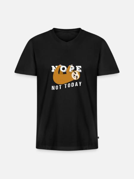 Nope Not Today Funny Sloth - T-shirt encolure en V Premium bio Homme - noir