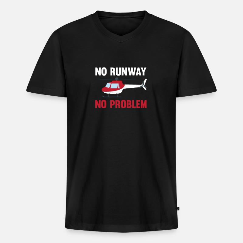 Pilot Hubschrauber Helikopter Geschenk Piloten - Männer Premium Bio T-Shirt mit V-Ausschnitt - Schwarz