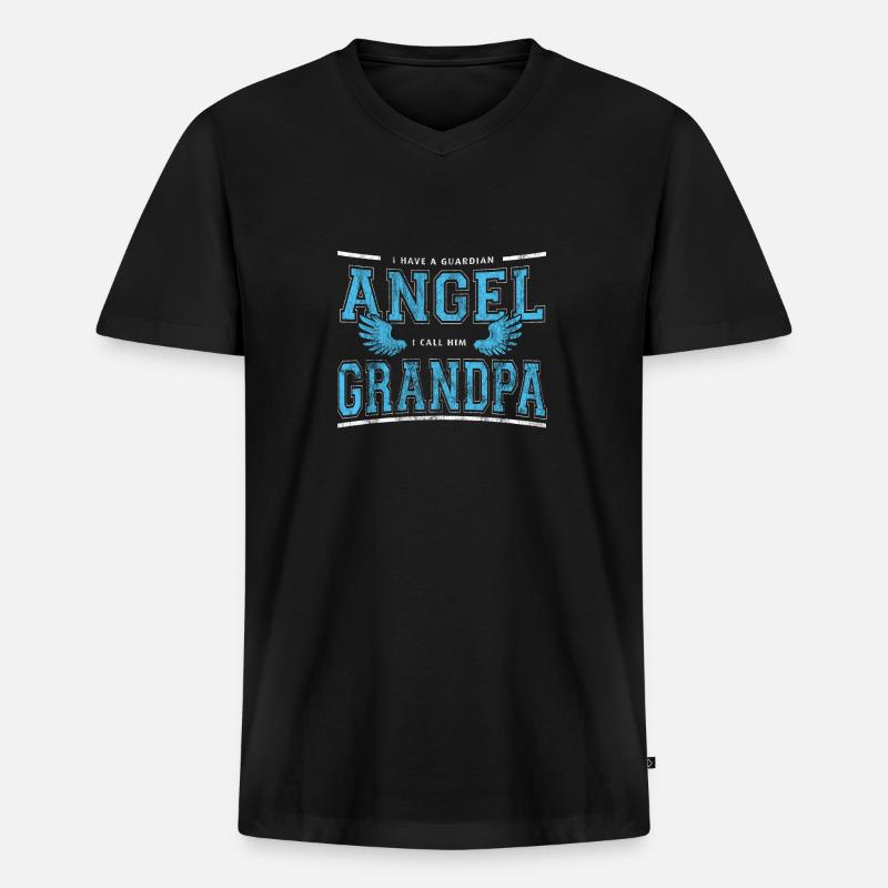Schutzengel Opa - Männer Premium Bio T-Shirt mit V-Ausschnitt - Schwarz